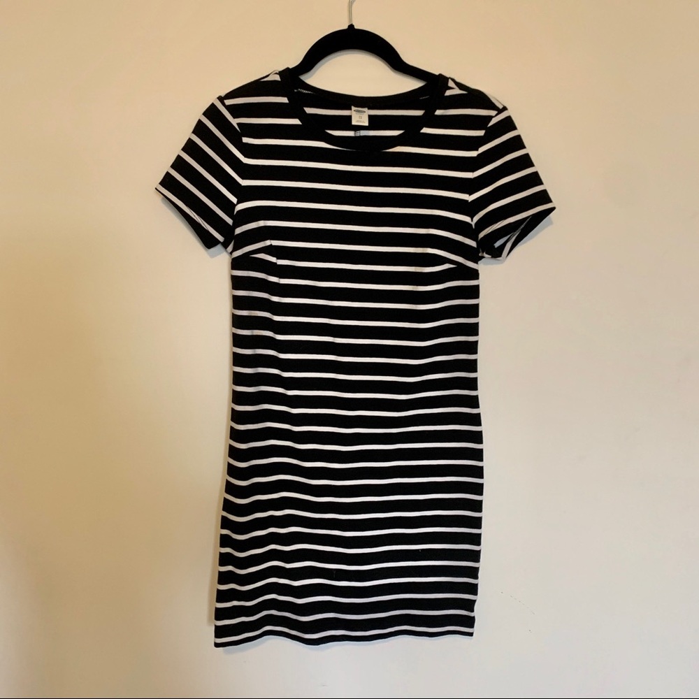 Old Navy Black White Striped Shift Dress XS
